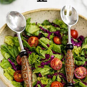 Serving Pieces for Food Salad Highly Decorative Bass Handles 12"